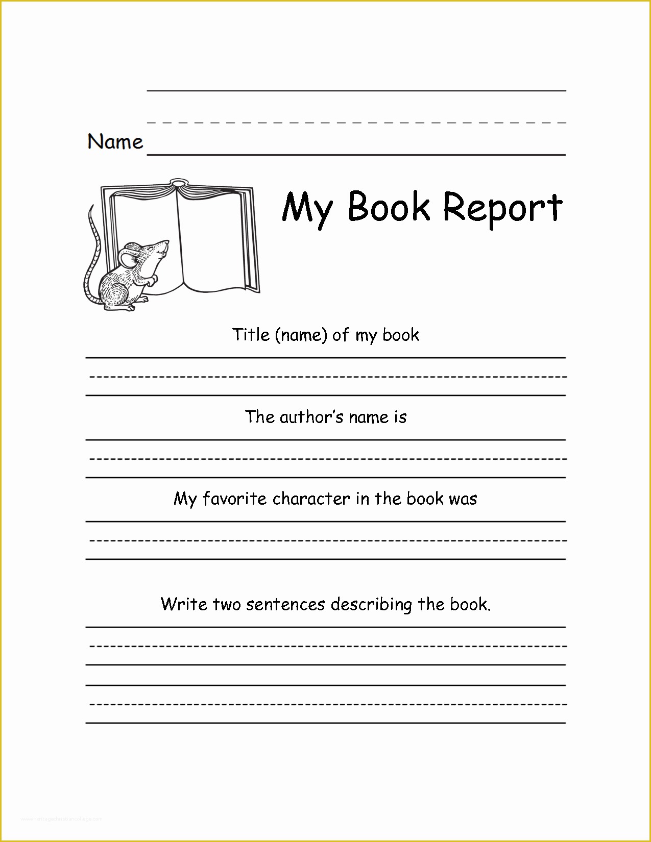 3rd Grade Book Report Template Free Of Second Grade Book Report