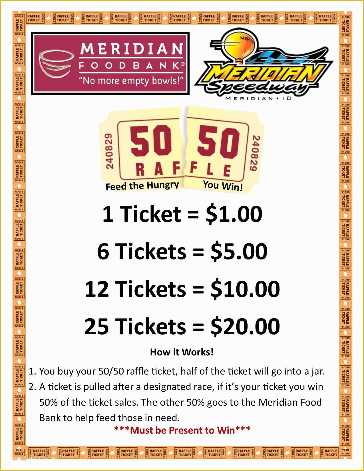 50 50 Raffle Ticket Template Free Of Speedway 50 50 – Meridian Food ...