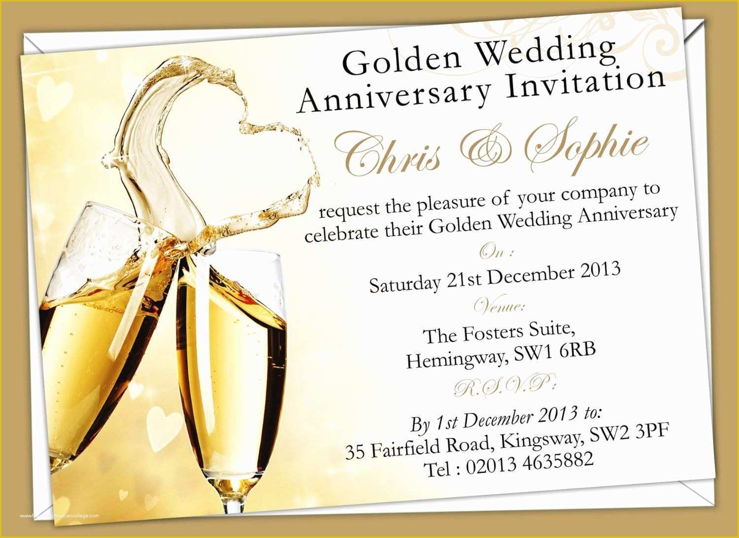 50th Wedding Anniversary Invitations Templates Free Download Of Golden 