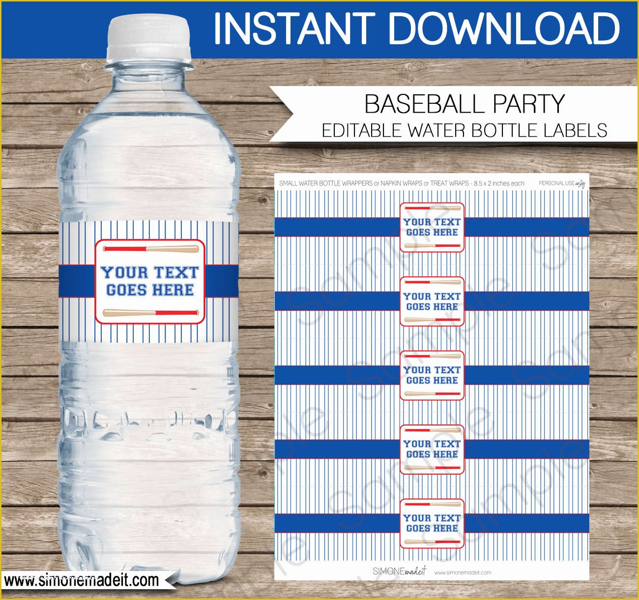 8 Oz Water Bottle Label Template Free Of Baseball Party Water Bottle 