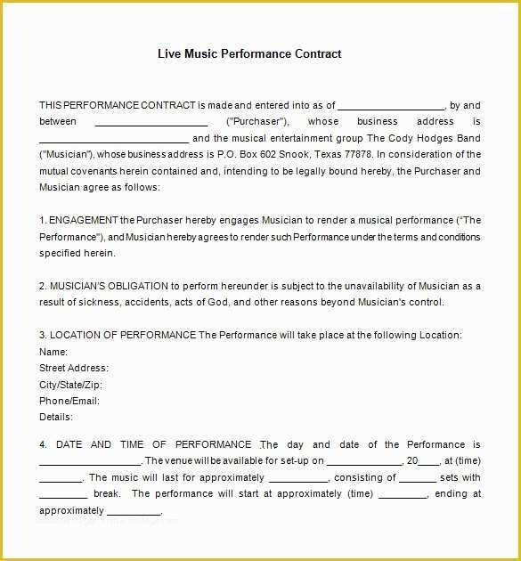 Artist Management Contract Template Free Download Of 20 Music Contract 