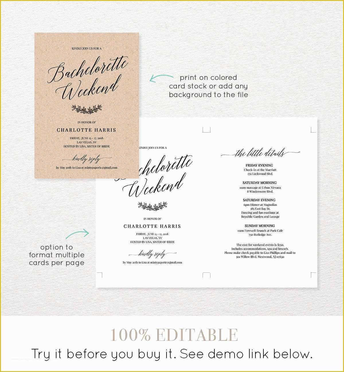  Bachelorette Party Agenda Template Free Of Bachelorette Party Weekend 