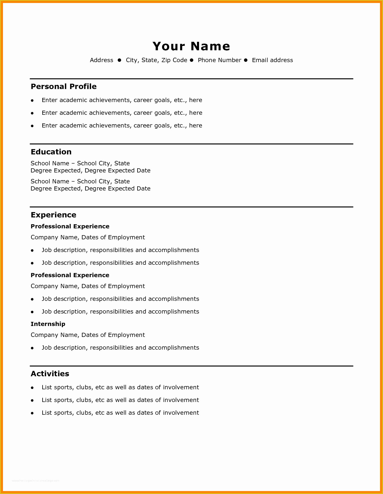resume examples word