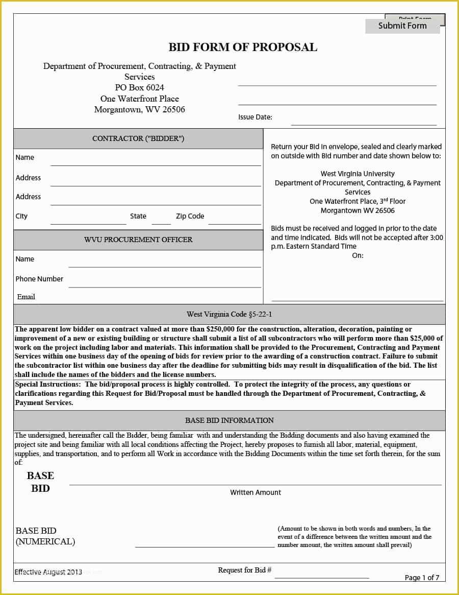  Bid Proposal Template Free Download Of 31 Construction Proposal 