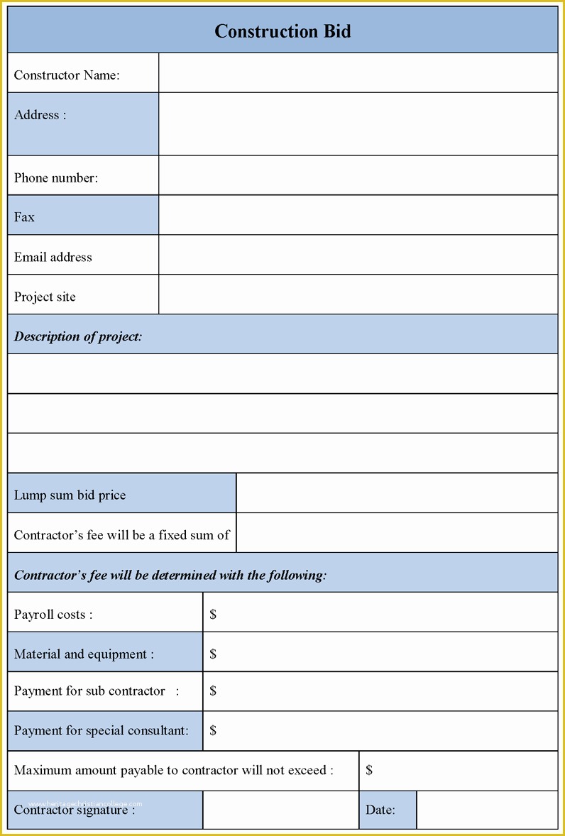 Bid Proposal Template Free Download Of Bid Proposal Form Example 