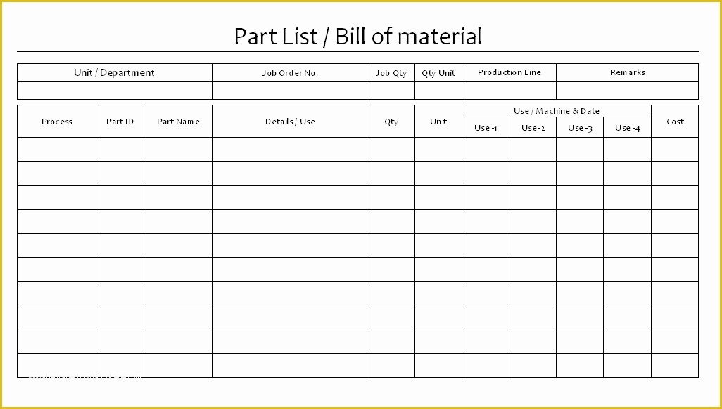 Bill Of Materials Template Ms Wordexcel Templates For - vrogue.co