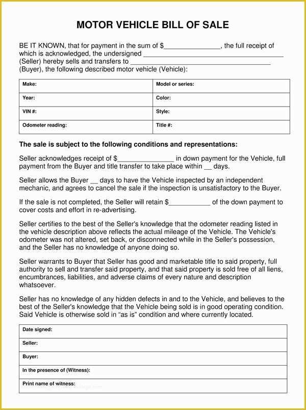 free bill of sale template for car google docs