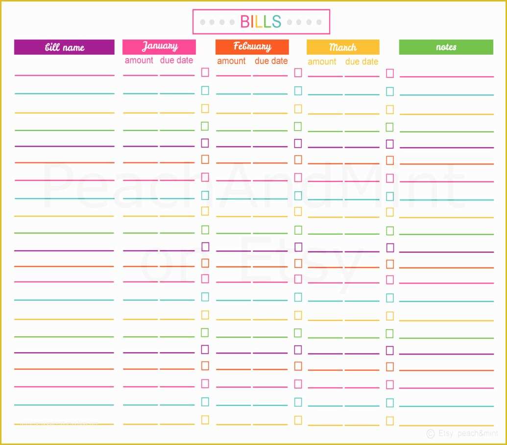 Bill Tracker Template Free Of Monthly Bill organizer Printable ...