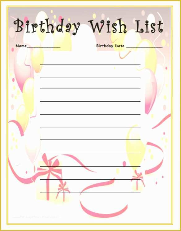 Birthday Wishes Templates Free Download Of Birthday List Template 12 