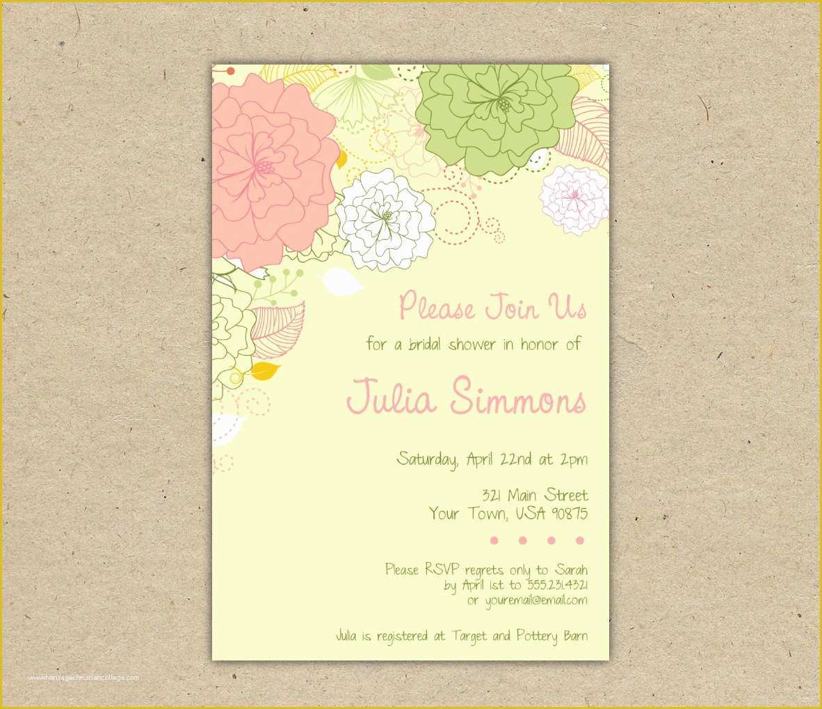 Bridal Shower Invitation Templates Microsoft Word Free Of Bridal Shower 