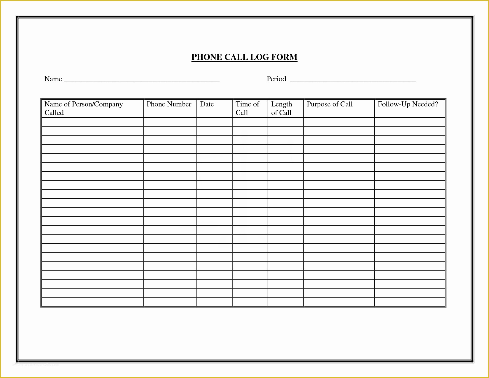 Call List Template Free Of 40 Printable Call Log Templates In Microsoft