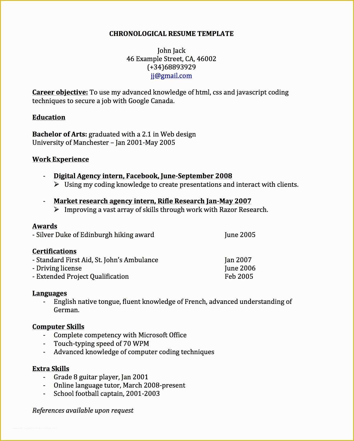 simple canadian resume format free download