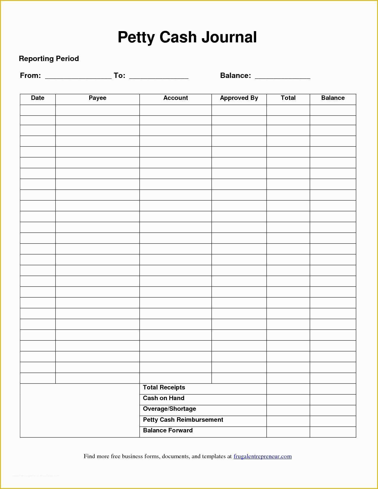 Printable Daily Petty Cash Log