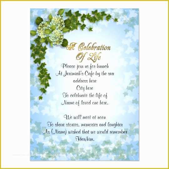 Celebration Of Life Invitations Templates Free