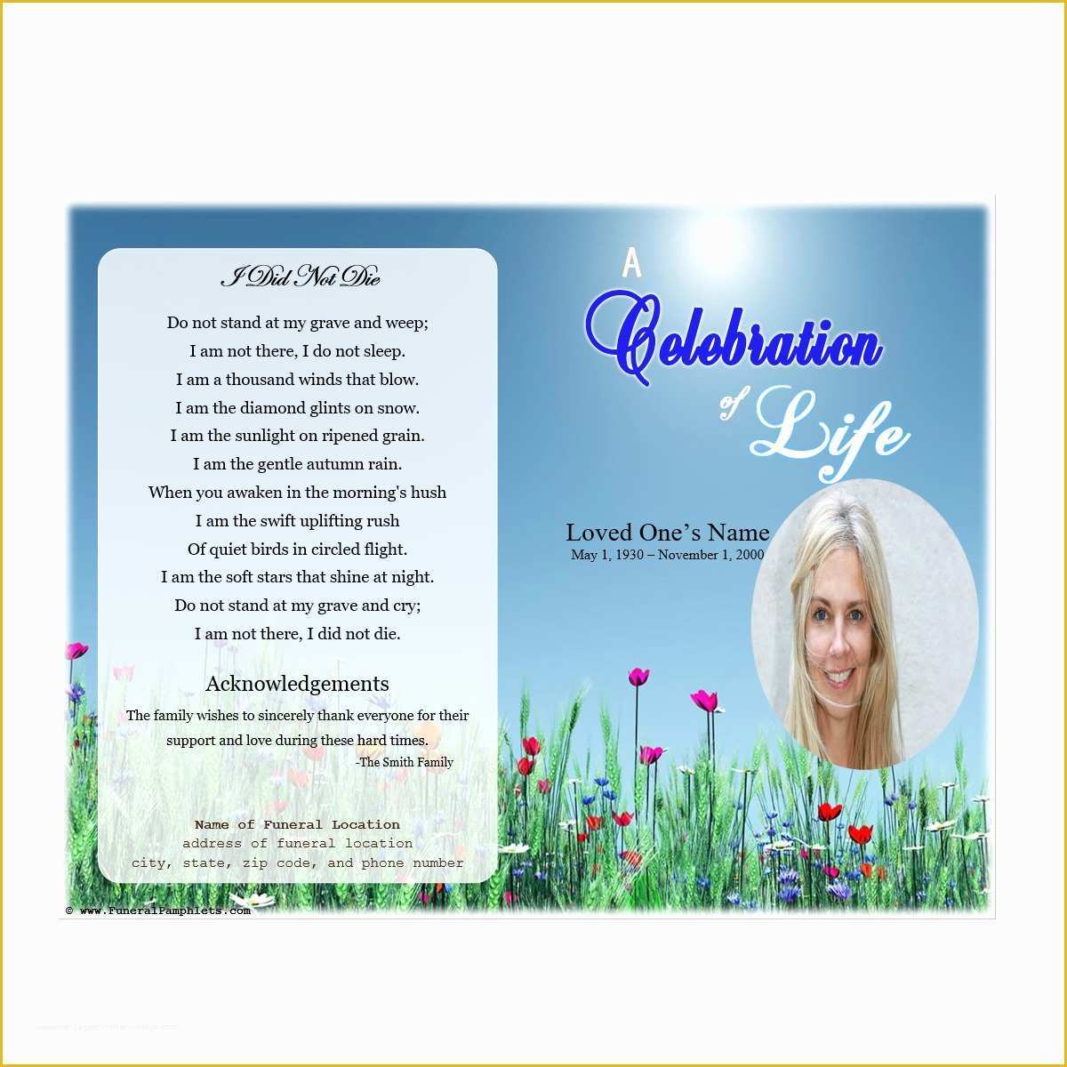 Free Printable Celebration Of Life Program Invitations