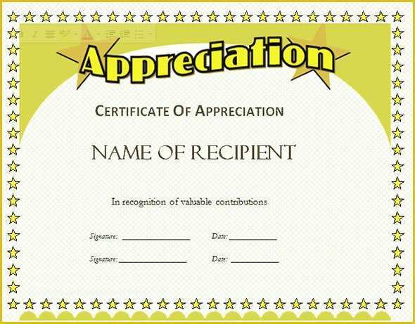 Certificate Of Recognition Template Free Of Certificate Of Appreciation Templates 35 Download In
