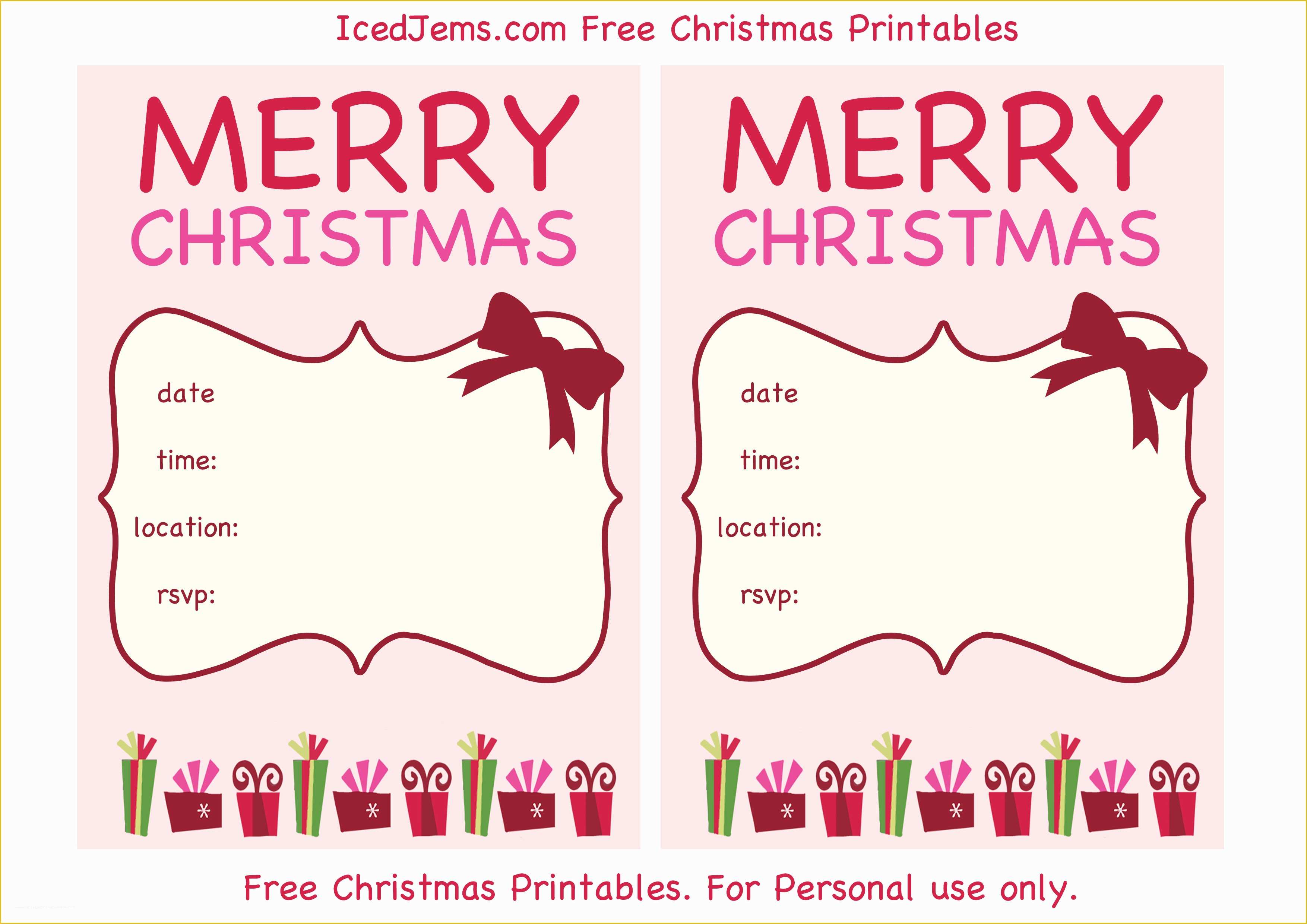 Christmas Card Invitation Templates Free Of Free Holiday Party ...