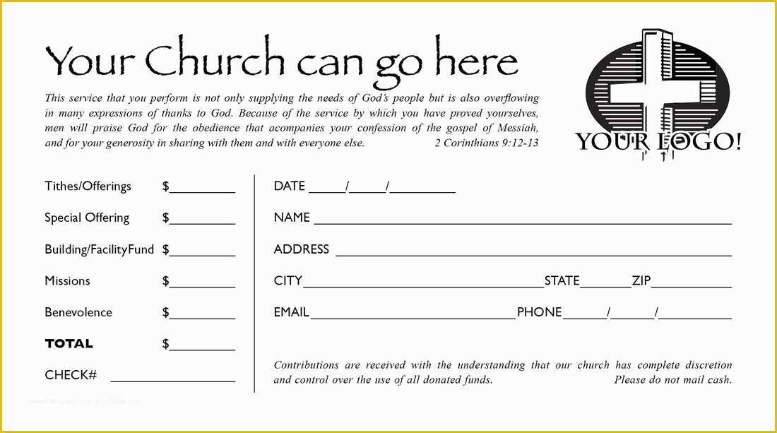 Printable Offering Envelope Template