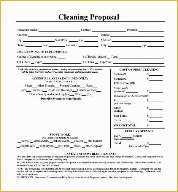 Cleaning Bid Template Free Of Printable Blank Bid Proposal forms