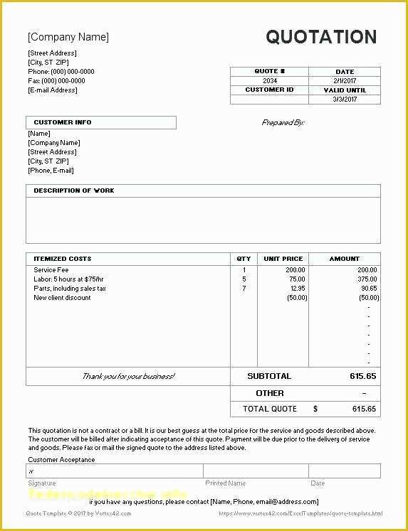  Cleaning Service Quotation Template Word