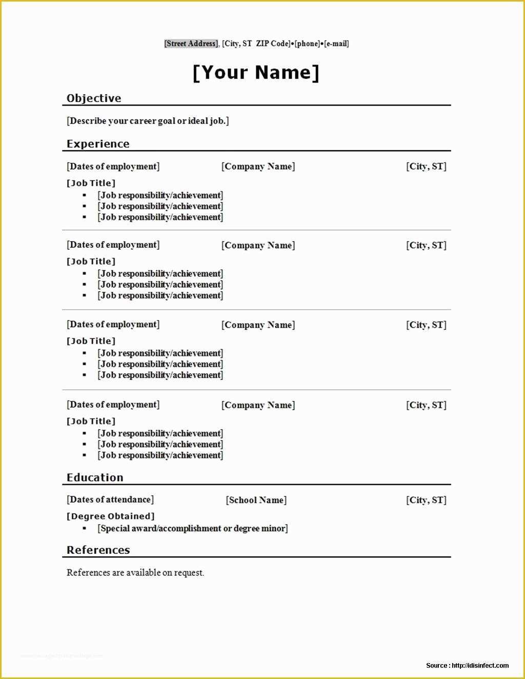 Completely Free Resume Template Download Of Totally Free Resume 