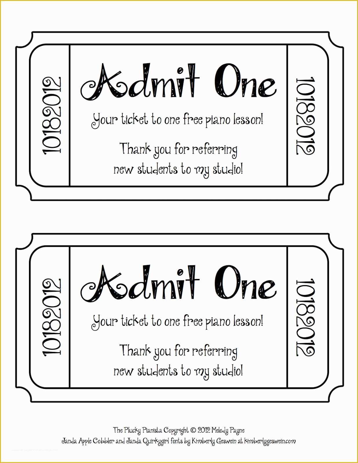 Free Printable Concert Tickets Template