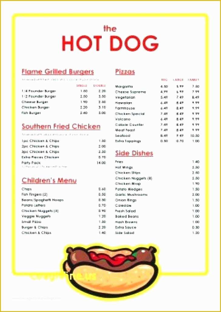 Free Concession Stand Menu Template