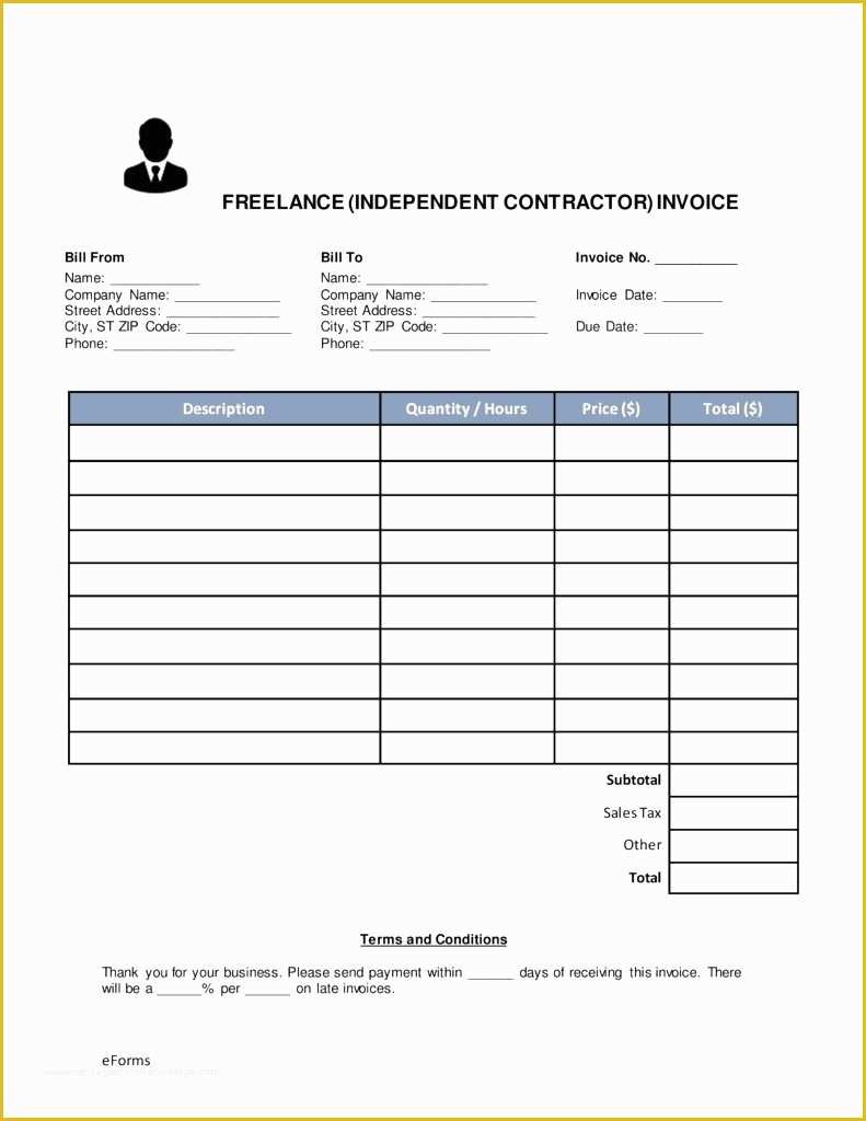  Construction Invoice Template Excel Free Of 53 Independent Contractor 