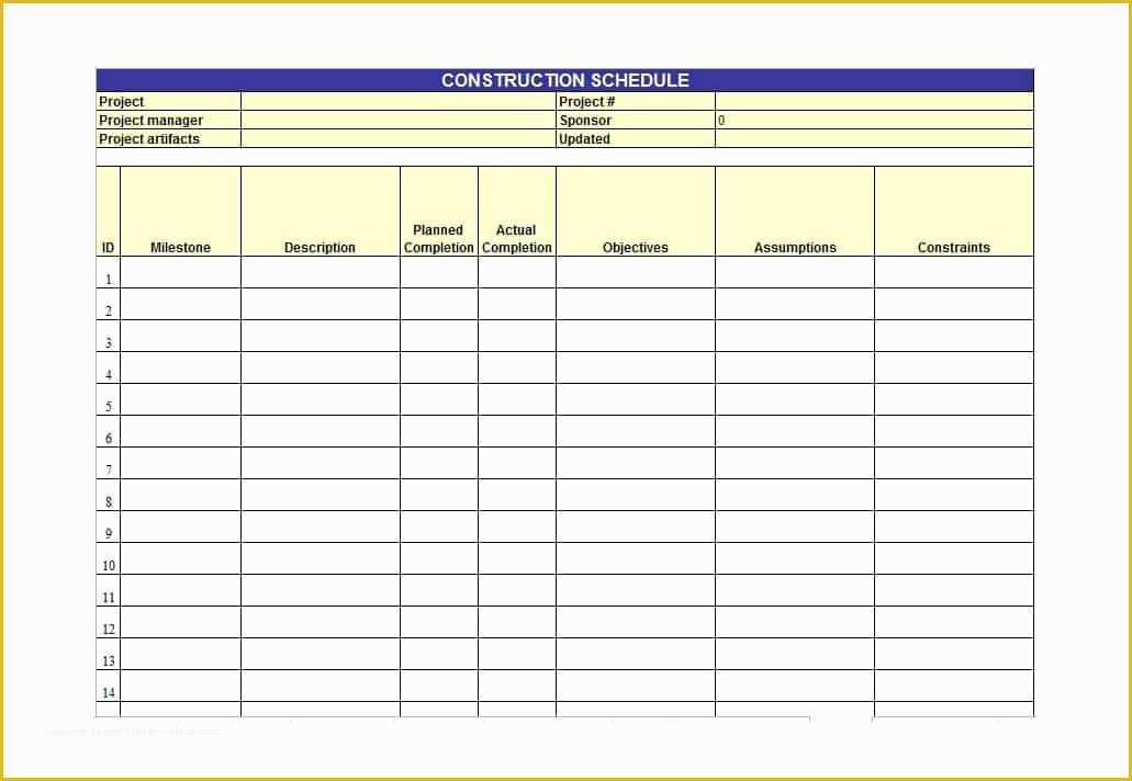  Construction Schedule Template Excel Free Download Of 21 Construction 