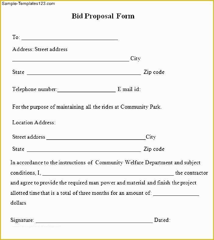 Contractor Bid Sheet Template Free Of Printable Blank Bid Proposal Forms Heritagechristiancollege