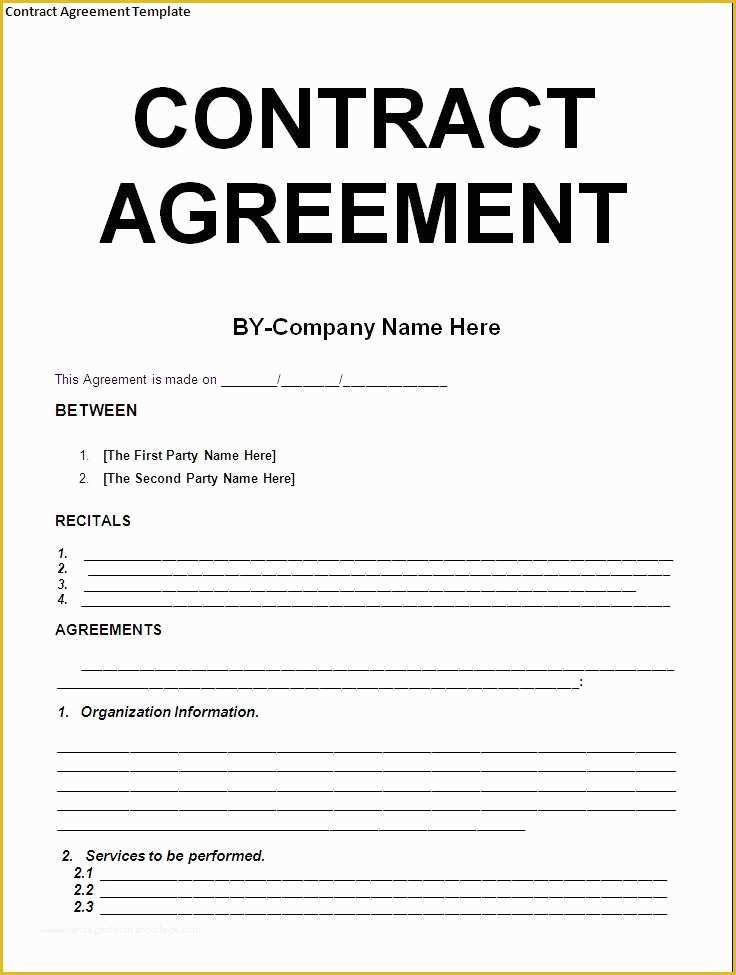 Contractor Service Agreement Template Free Of Simple Template Example 