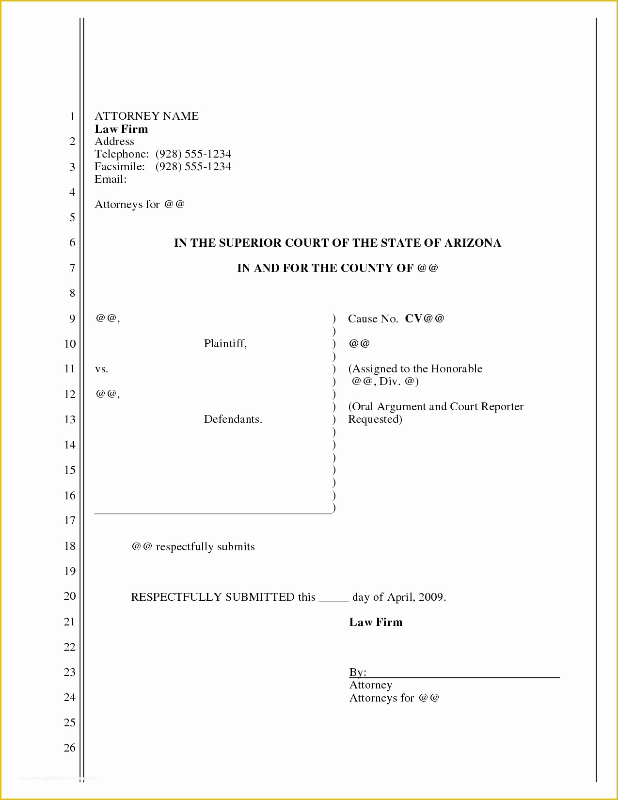 Legal Pleading Templates D1F