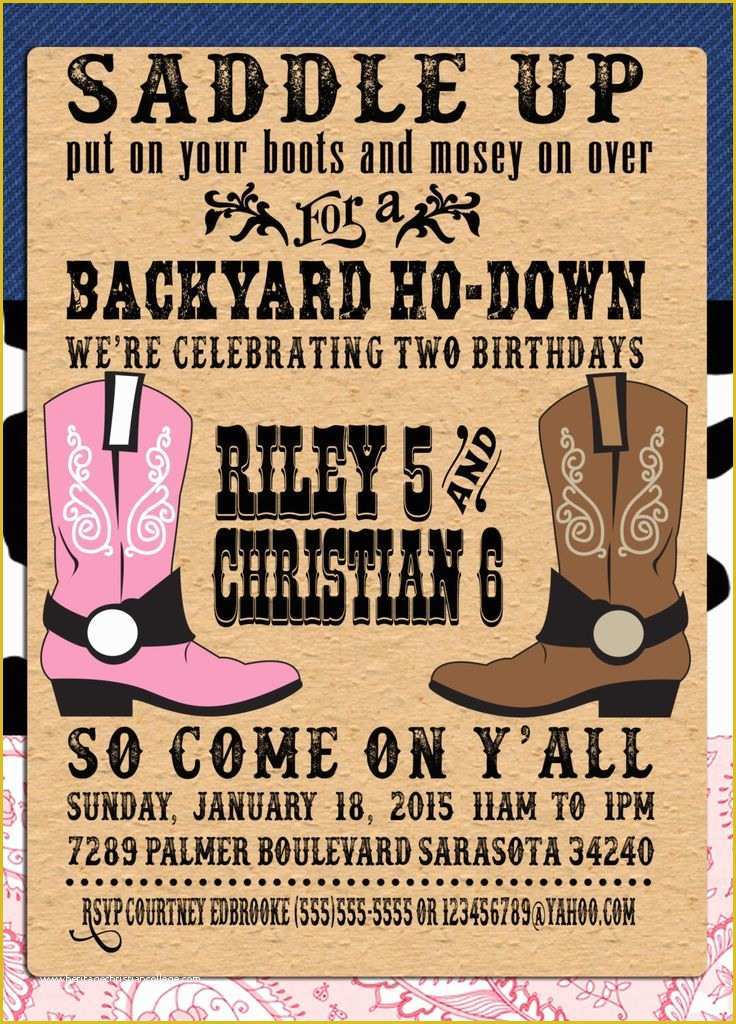 Cowboy Invitations Template Free Of Pin By Crafted By Yudi On Cowboy