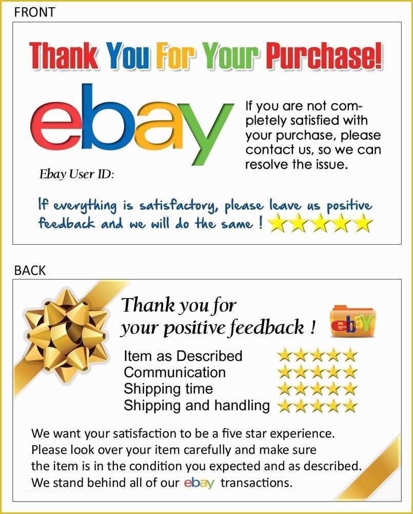 Ebay Selling Templates Free Of 100 Thank You Business Card for Ebay ...
