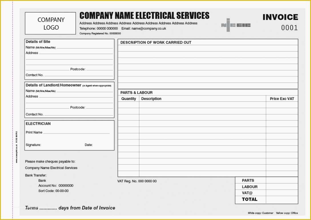 Electrician Invoice Template Free Of Electrical Invoice Templates 5 Free Word Pdf Format