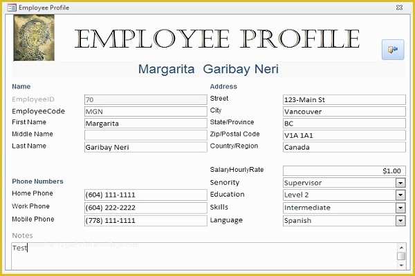 Employee Database Excel Template Free Of Employee Profile Template 