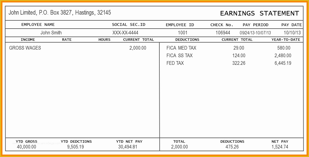 Employee Pay Stub Template Free Of 13 Free Pay Stub Templates Pdf Word 