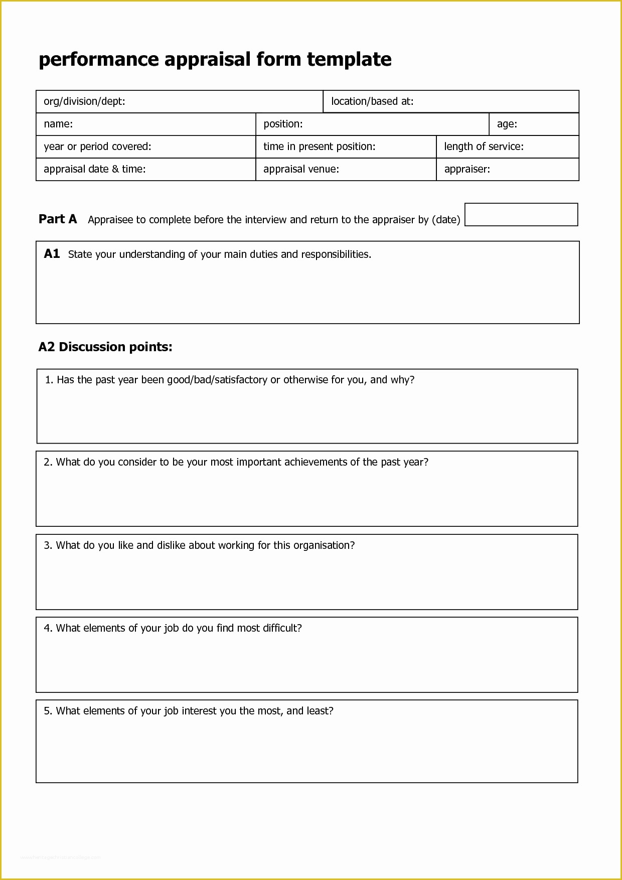 Employee Review Form Template Free Of 14 90 Day Review Forms Free Word 