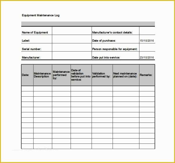 Equipment Maintenance Log Template Free Of Equipment Sign Out Sheet 