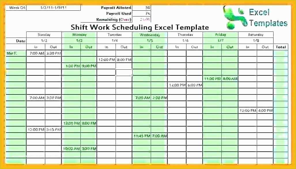 flexible work schedule maker excel