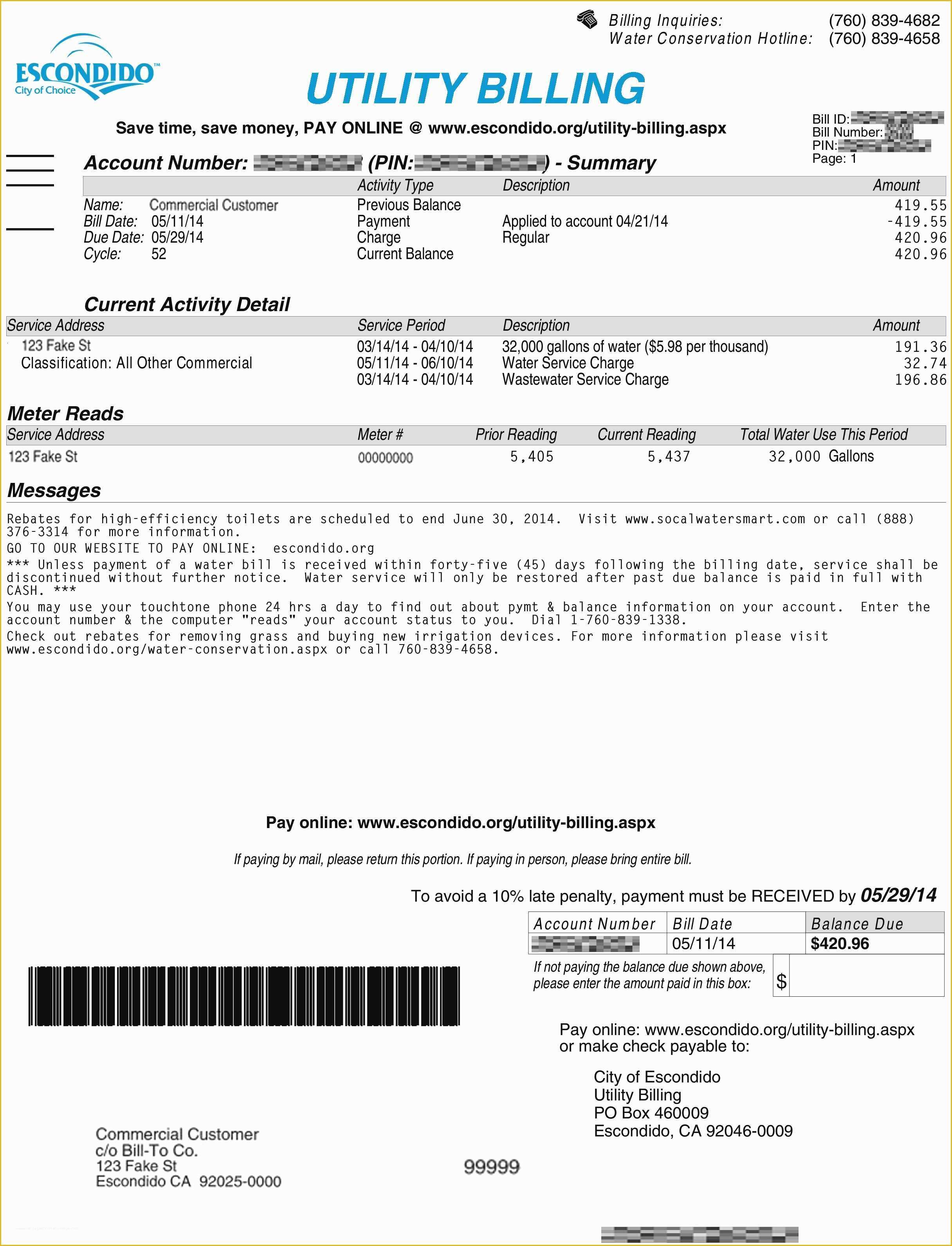 Fake Utility Bill Template Download Free