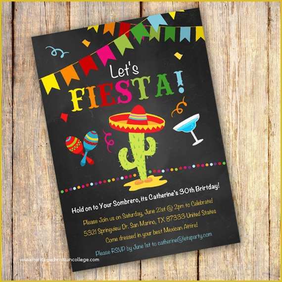 Fiesta Invitations Templates Free Of Mexican Fiesta Birthday Party Invitation Template Edit