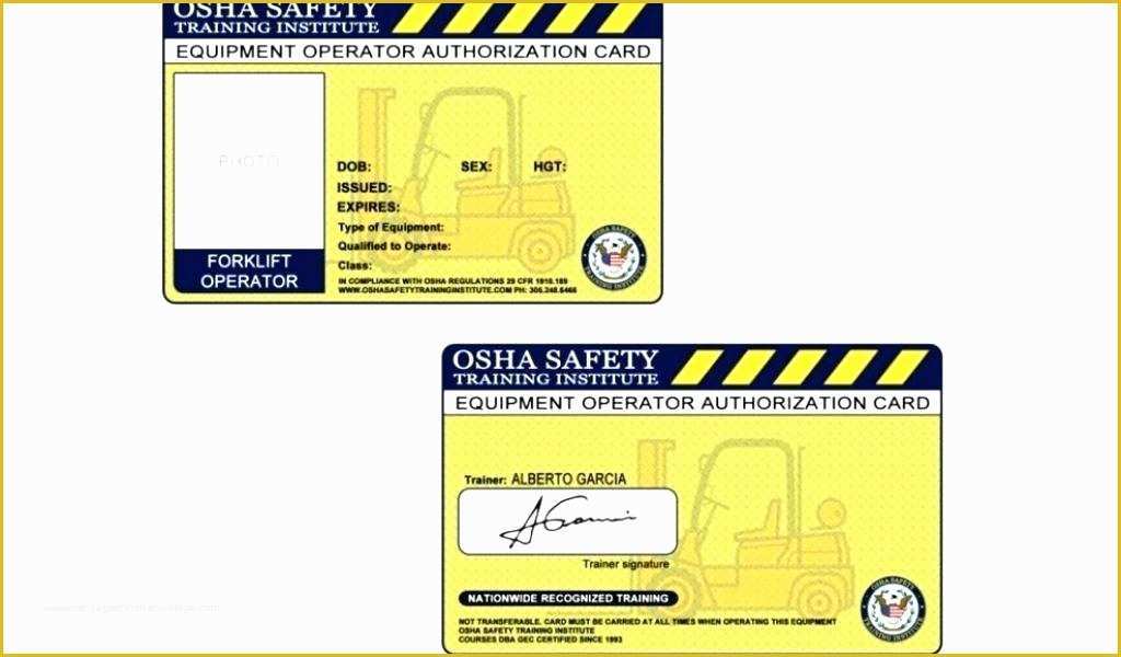 Printable Forklift Certification Wallet Card Template Free