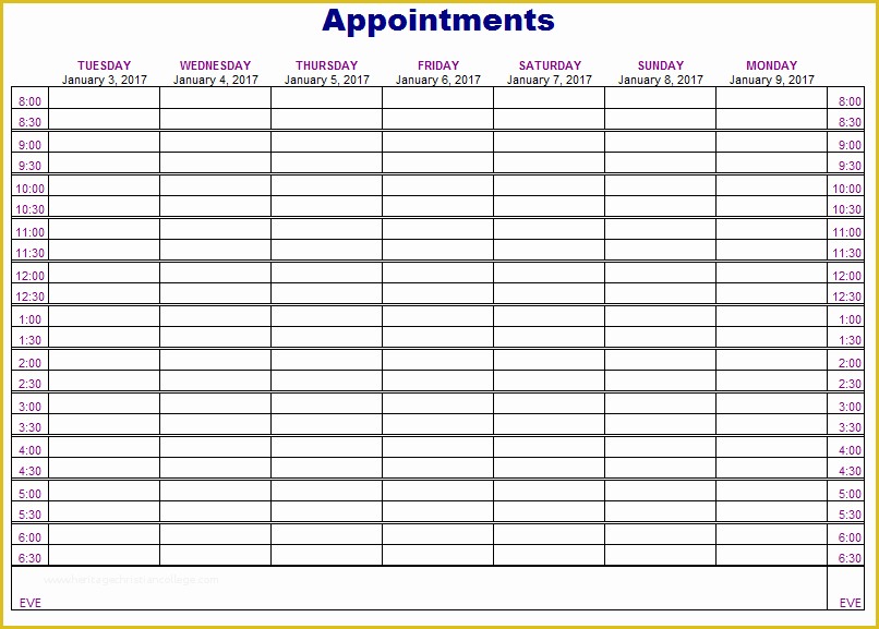 Free Appointment Form Template Of Appointment Schedule Template 5 Free 