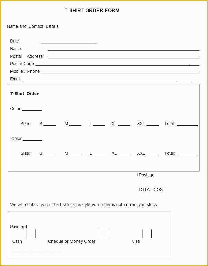 Bakery Order Form Template Word