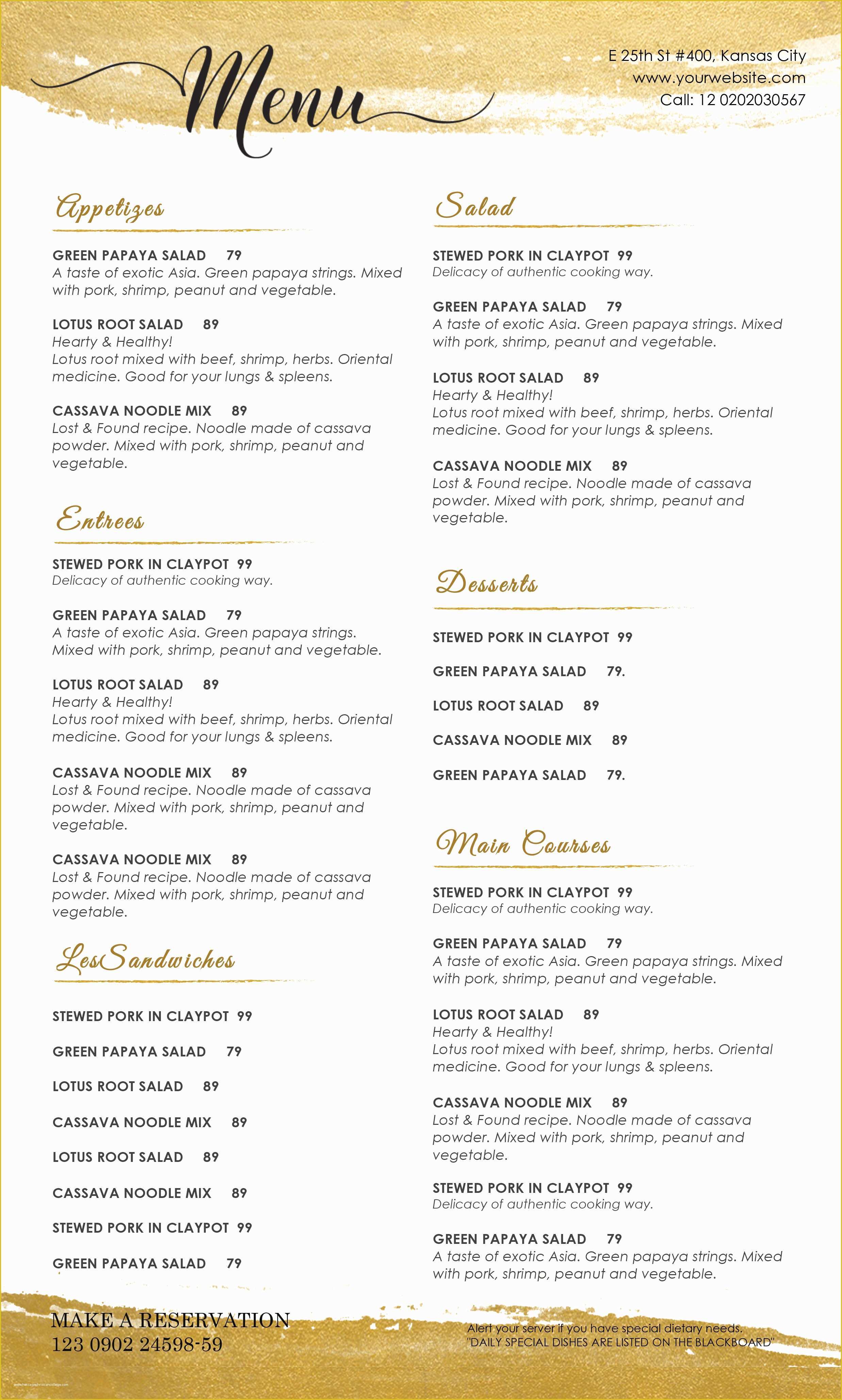 Free Bar Menu Templates For Word Of Design Templates Menu Templates 