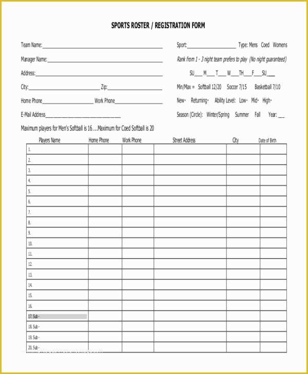 Free Basketball Registration Form Template Of Sports Registration Forms 