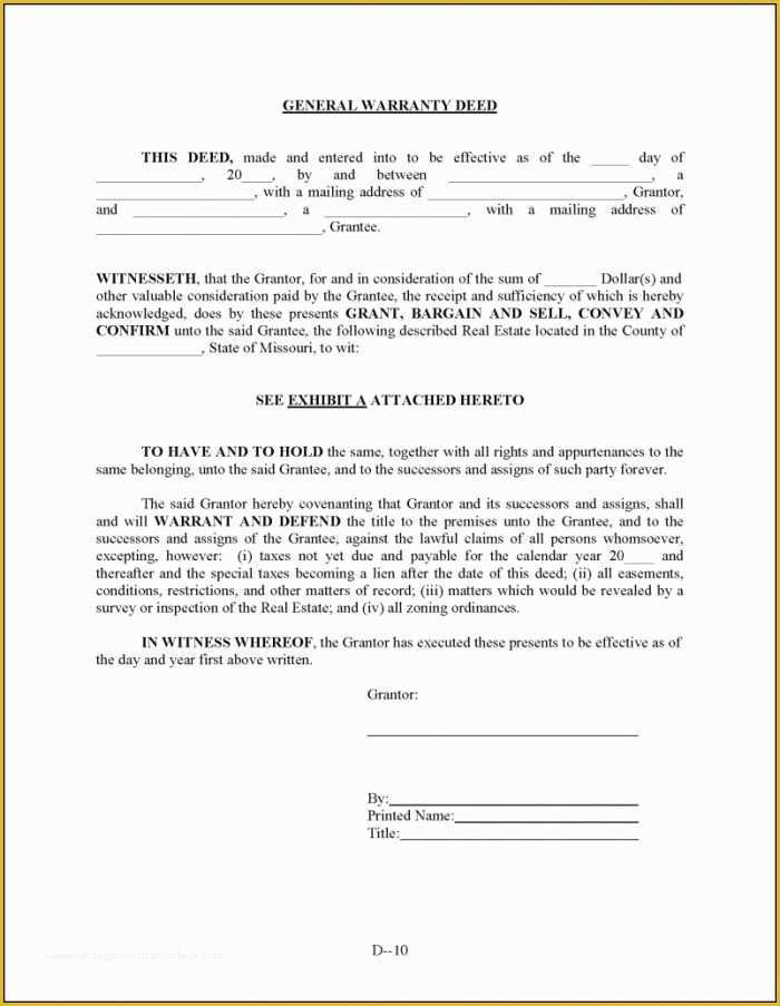 Free Beneficiary Deed Missouri Template Printable Templates
