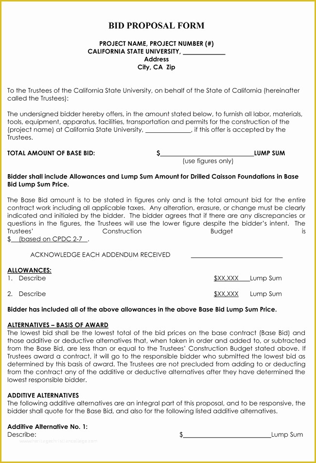 Free Bid Proposal Template Of Bid Proposal Templates 8 Samples To Write Better Proposals