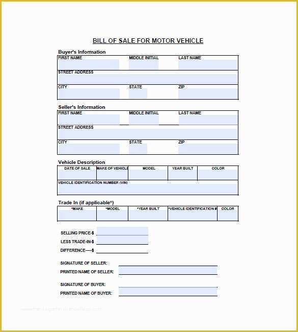 Free Bill Of Sale Template For Car Of 8 Vehicle Bill Of Sale Free 